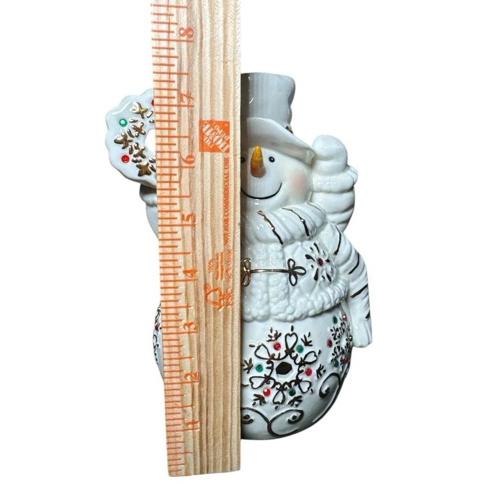 Snowman Ceramic Candle Holder Christmas Tealight‎ Luminary Holiday Décor 8
